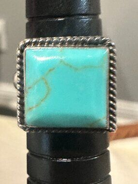 925 Sterling Silver  Mexico Square Turquoise 🦋 Ring Size 4.75